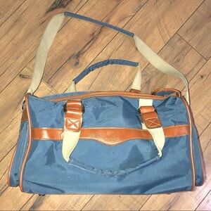Allyn St. George Blue and Brown Vintage Duffel Bag